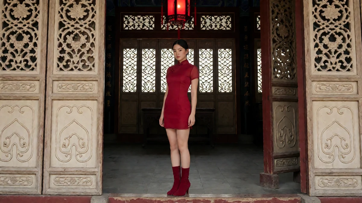 芭乐视频旗袍美人剧情专栏栏目中的年轻女友风模特与手机片库场景